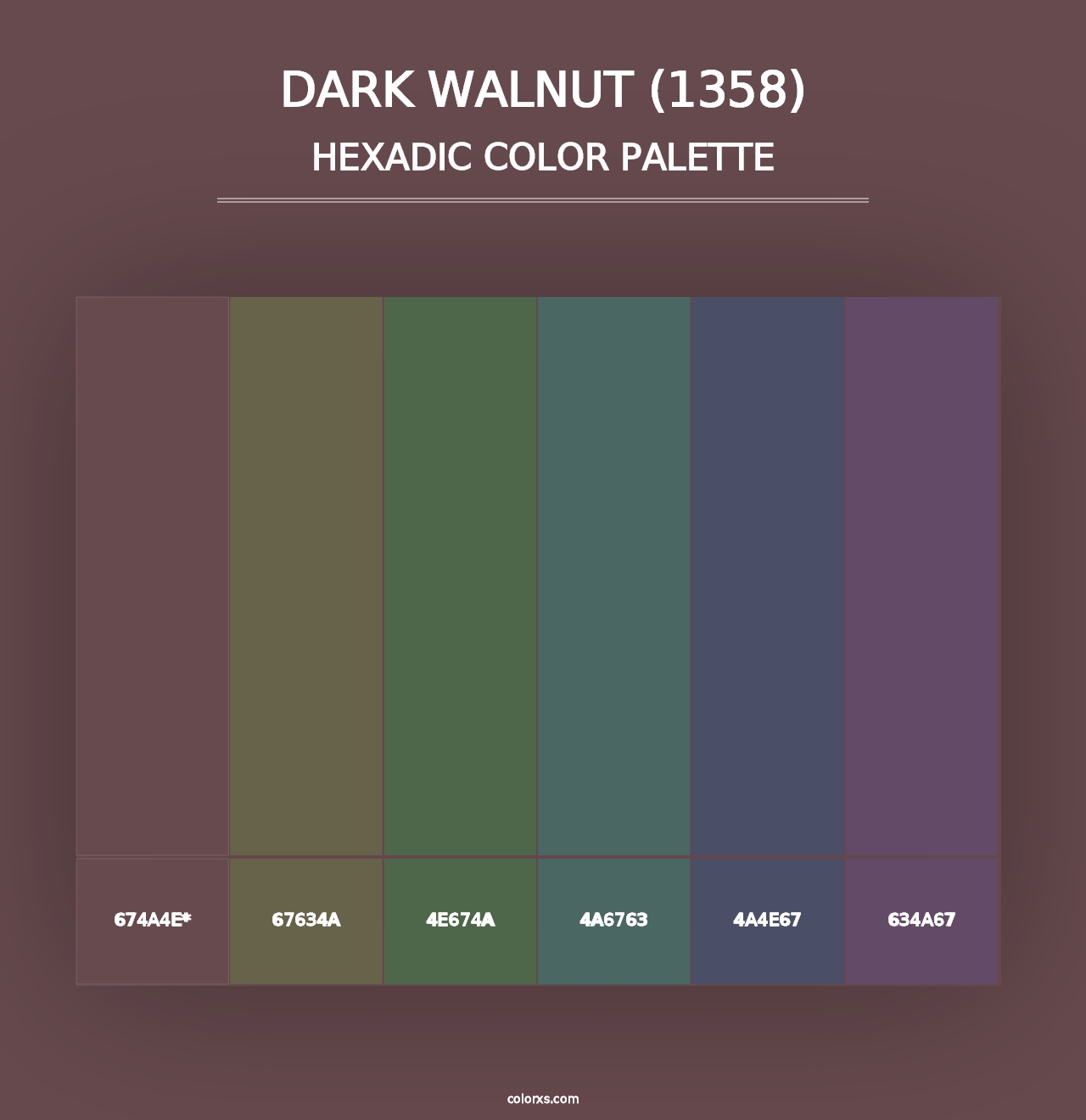 Dark Walnut (1358) - Hexadic Color Palette