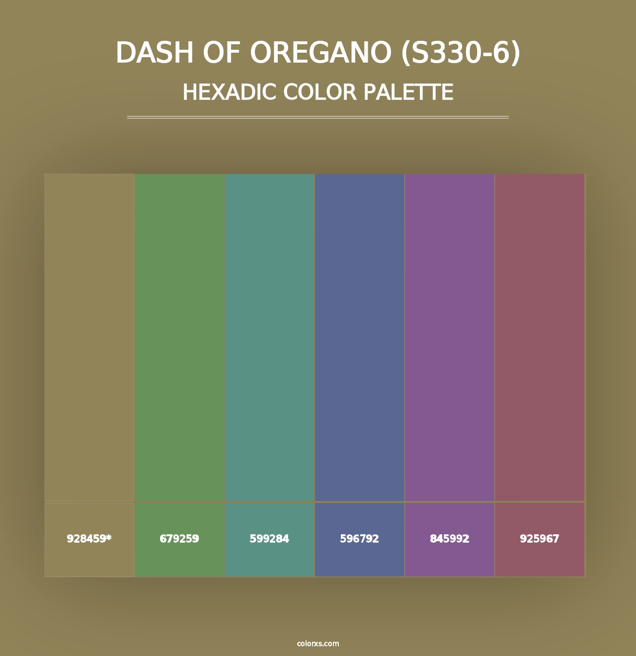 Dash Of Oregano (S330-6) - Hexadic Color Palette