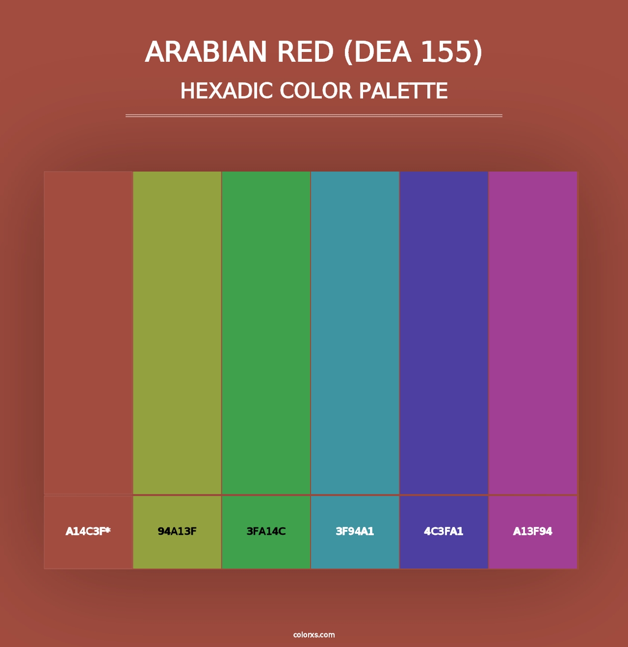 Arabian Red (DEA 155) - Hexadic Color Palette