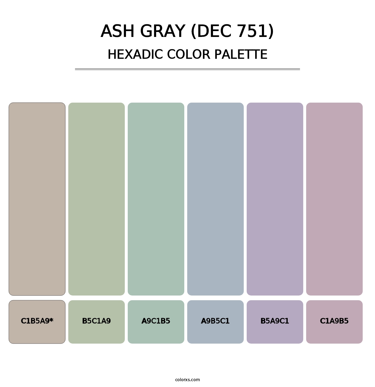 Ash Gray (DEC 751) - Hexadic Color Palette