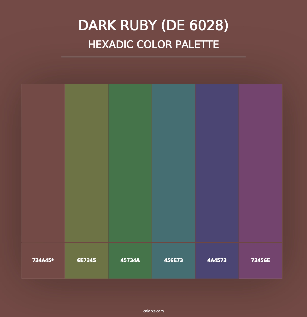 Dark Ruby (DE 6028) - Hexadic Color Palette