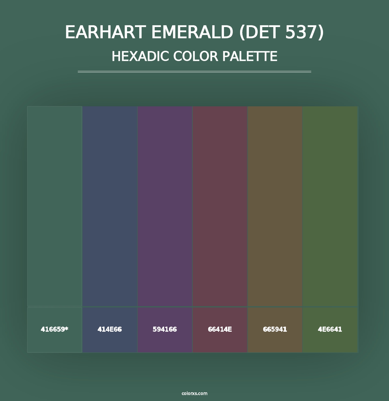 Earhart Emerald (DET 537) - Hexadic Color Palette