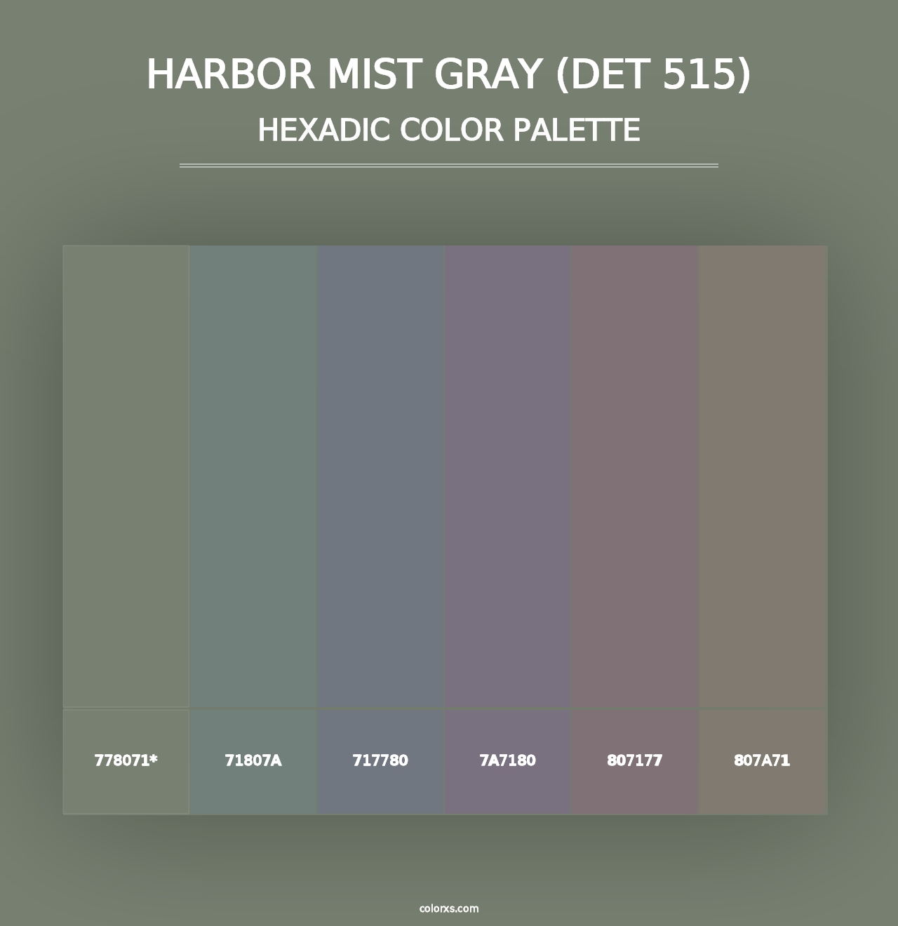 Harbor Mist Gray (DET 515) - Hexadic Color Palette