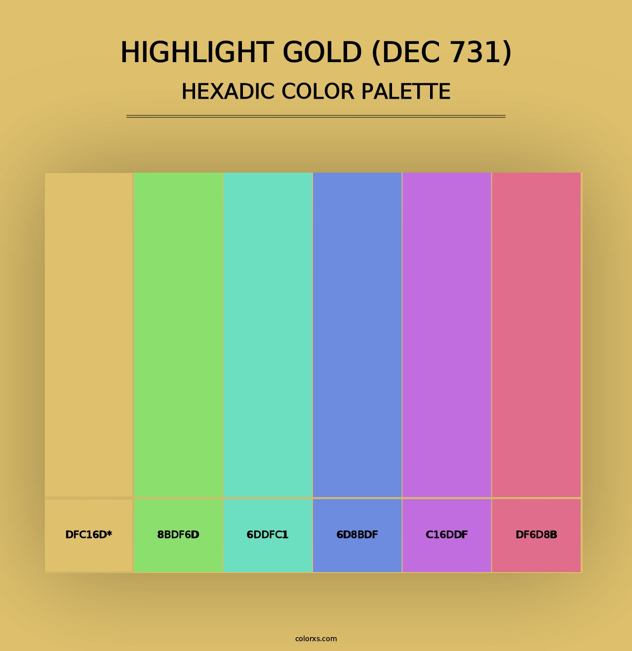 Highlight Gold (DEC 731) - Hexadic Color Palette