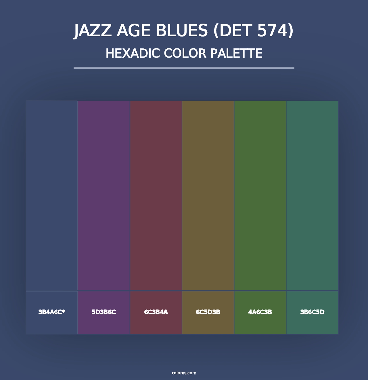 Jazz Age Blues (DET 574) - Hexadic Color Palette