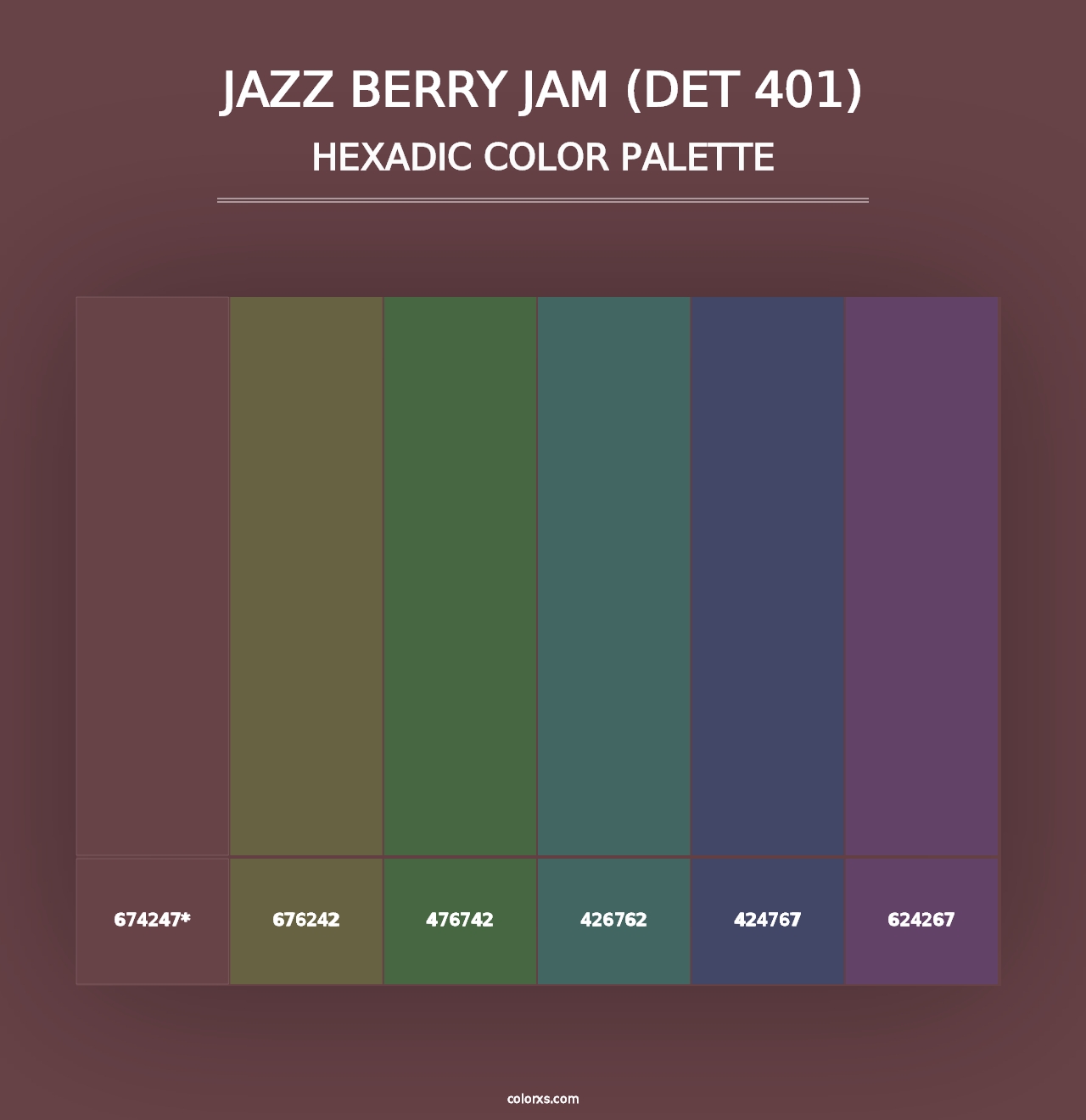 Jazz Berry Jam (DET 401) - Hexadic Color Palette