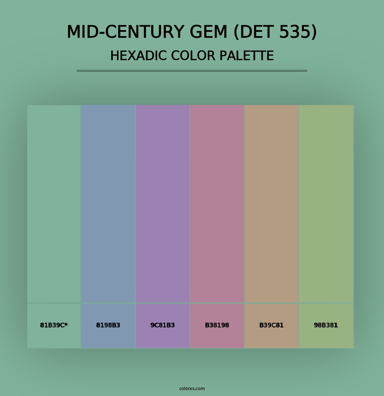 Mid-century Gem (DET 535) - Hexadic Color Palette