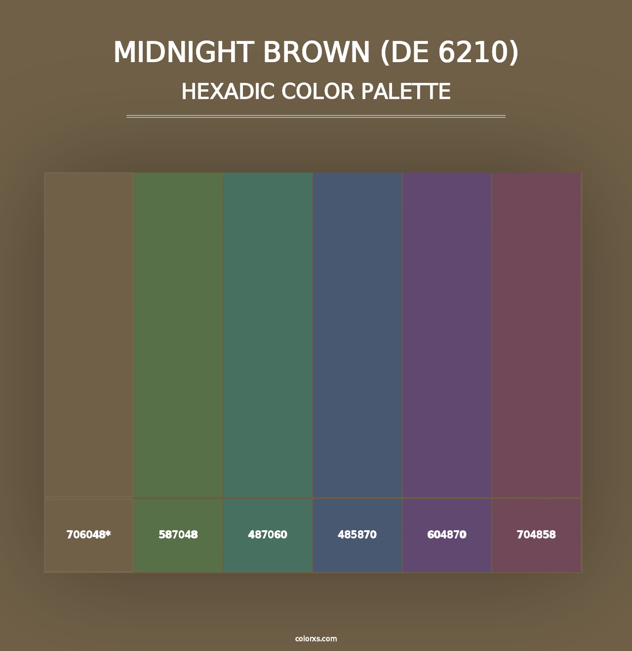 Midnight Brown (DE 6210) - Hexadic Color Palette