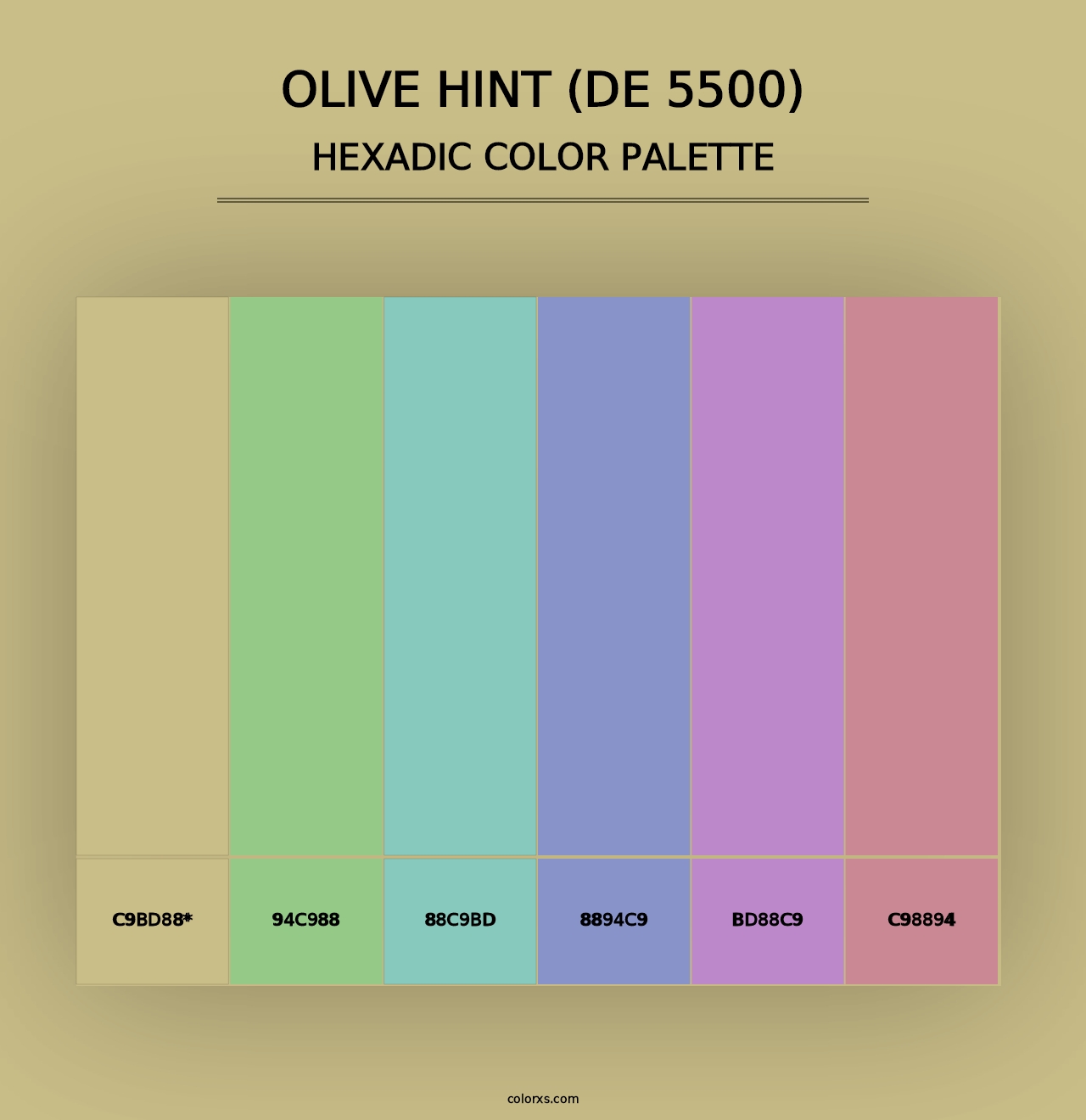 Olive Hint (DE 5500) - Hexadic Color Palette