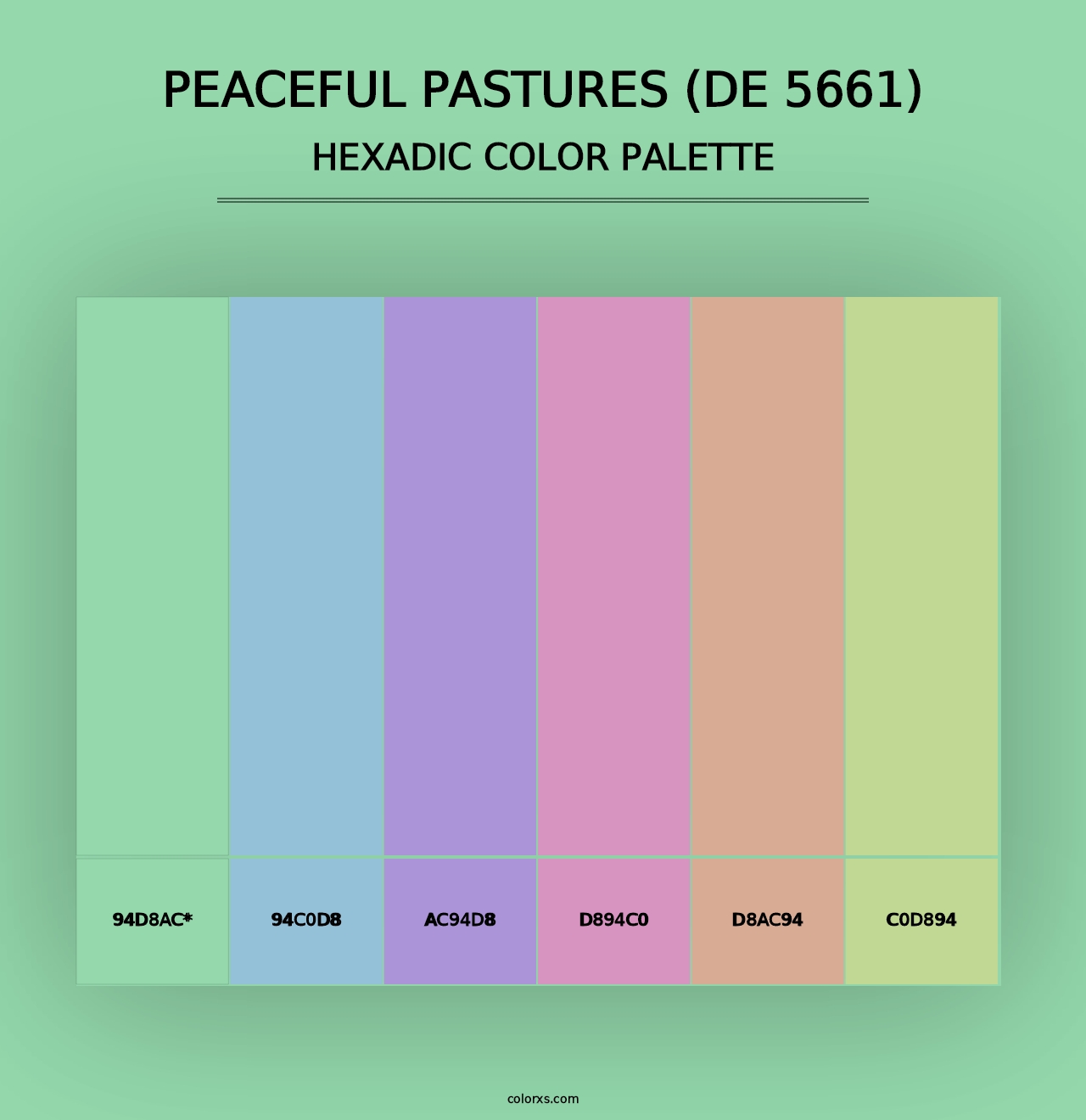 Peaceful Pastures (DE 5661) - Hexadic Color Palette