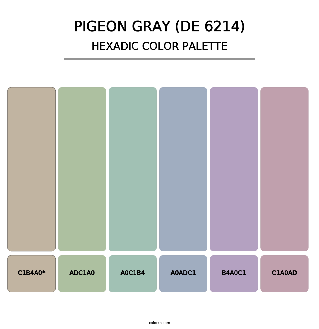 Pigeon Gray (DE 6214) - Hexadic Color Palette