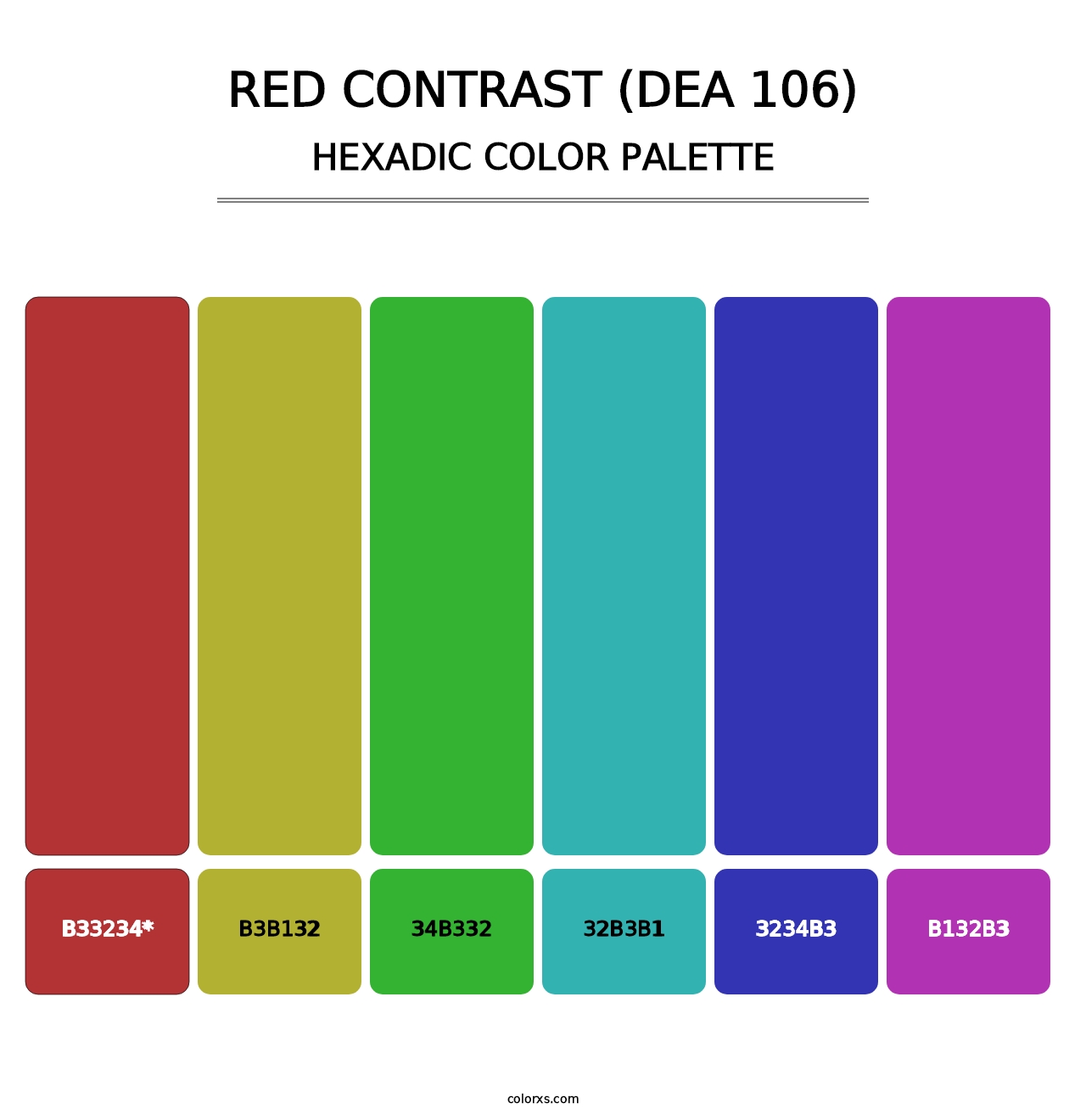 Red Contrast (DEA 106) - Hexadic Color Palette