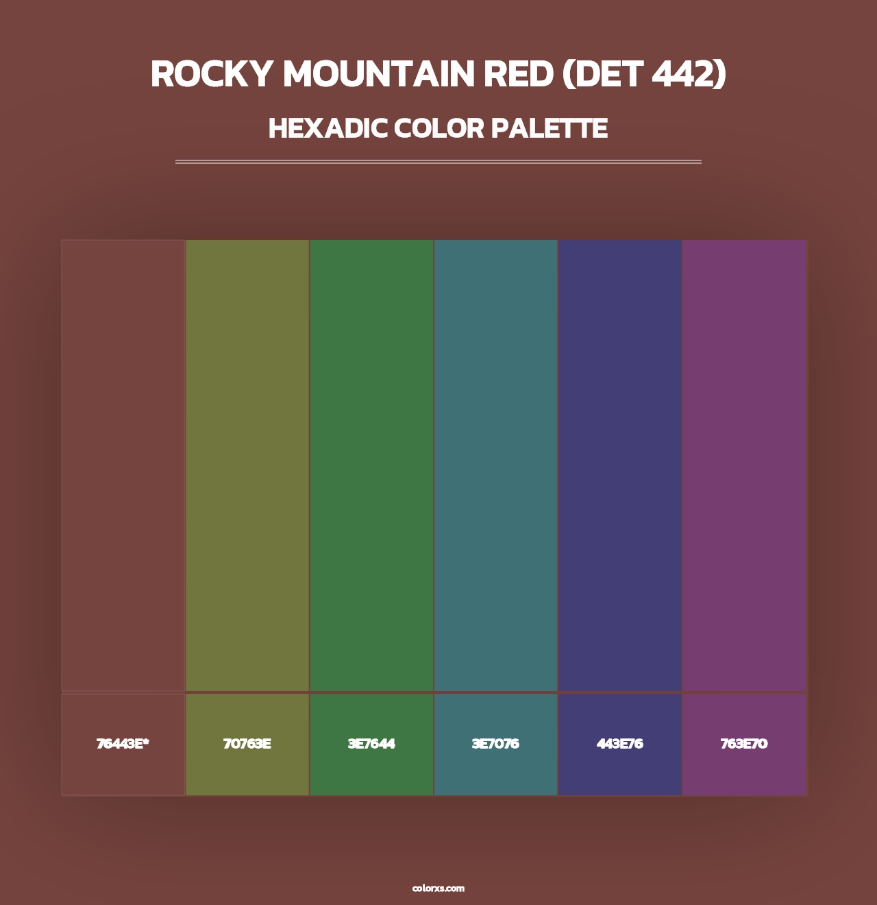 Rocky Mountain Red (DET 442) - Hexadic Color Palette