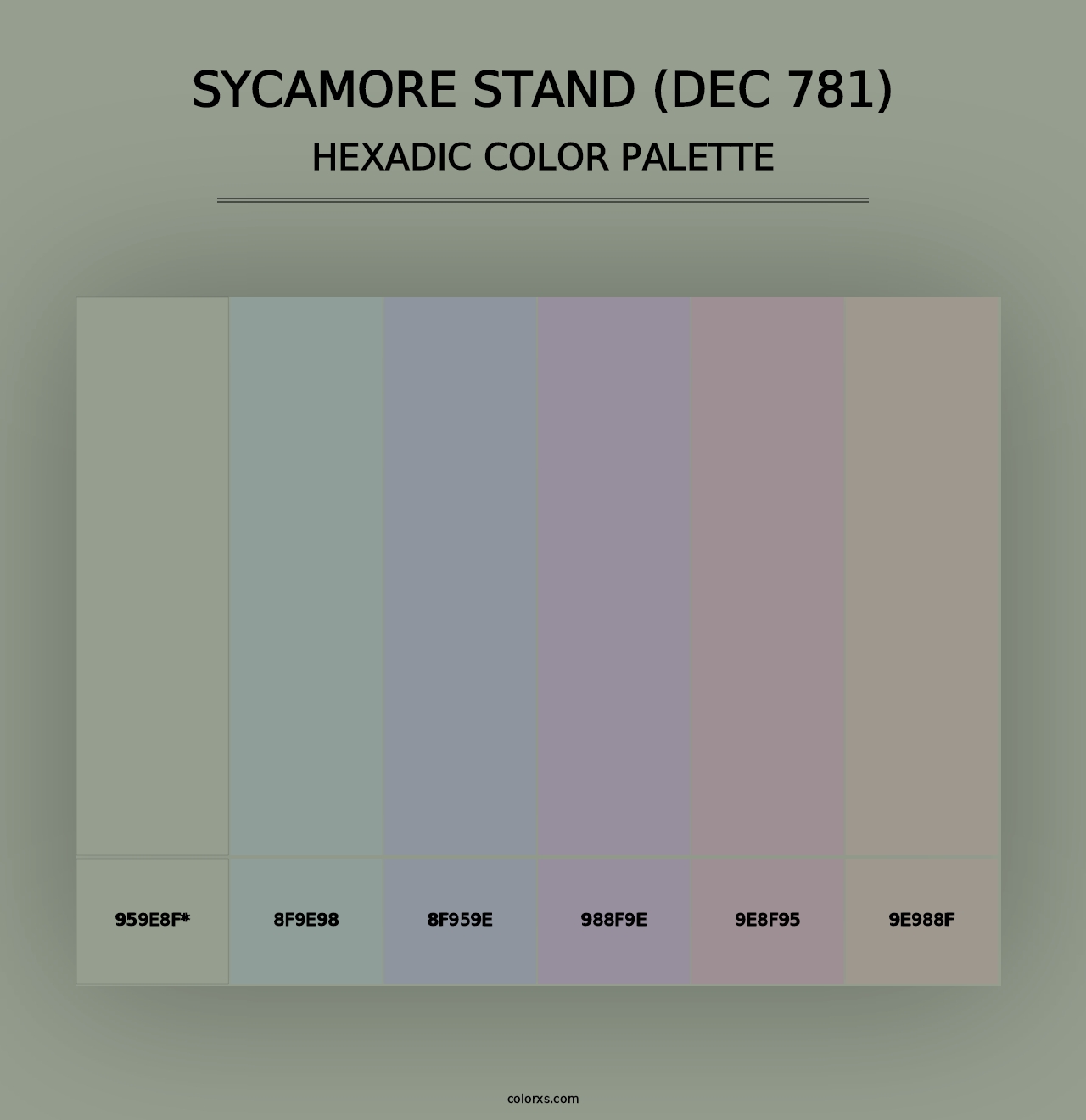 Sycamore Stand (DEC 781) - Hexadic Color Palette