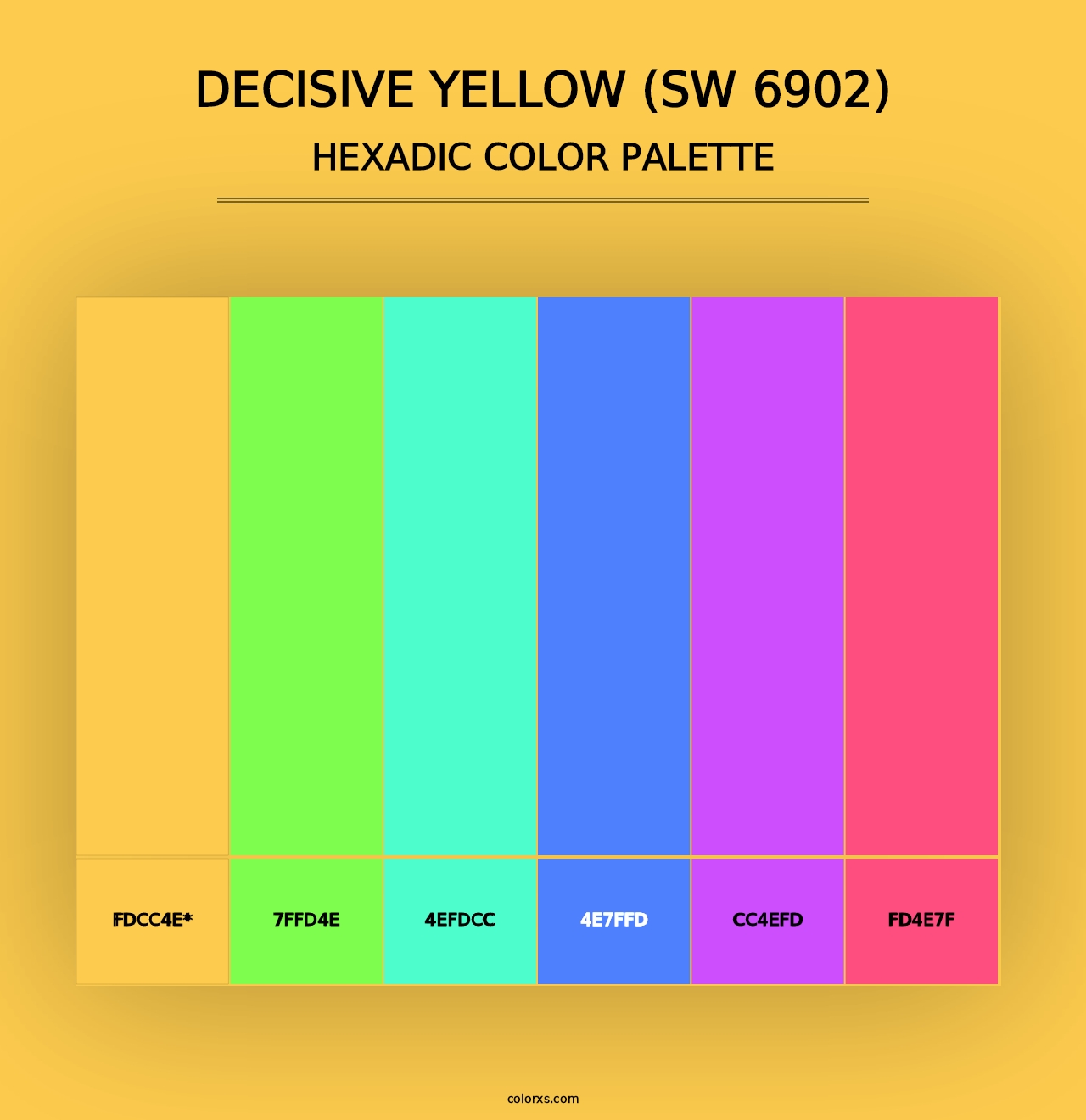 Decisive Yellow (SW 6902) - Hexadic Color Palette