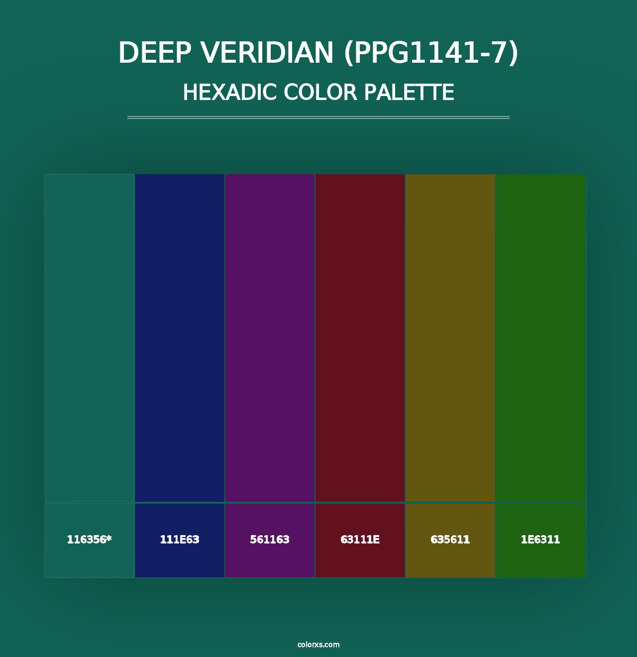 Deep Veridian (PPG1141-7) - Hexadic Color Palette