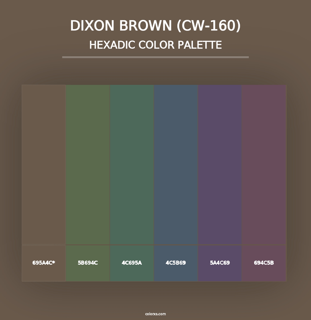 Dixon Brown (CW-160) - Hexadic Color Palette