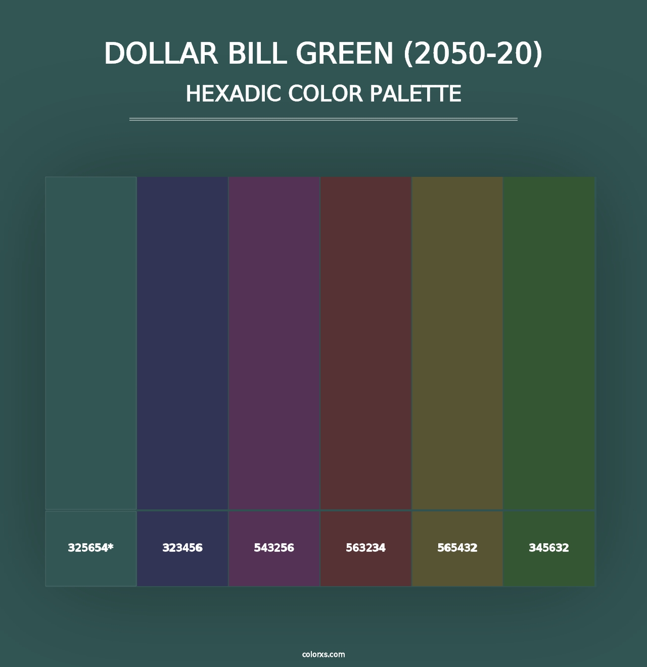 Dollar Bill Green (2050-20) - Hexadic Color Palette