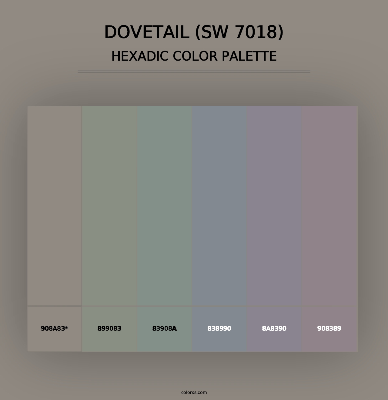 Dovetail (SW 7018) - Hexadic Color Palette