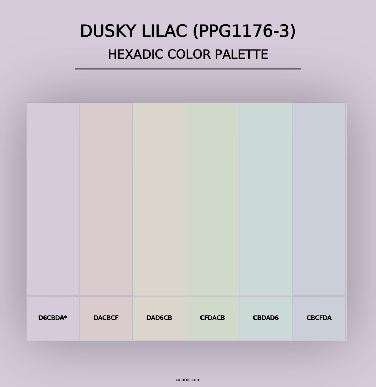 Dusky Lilac (PPG1176-3) - Hexadic Color Palette