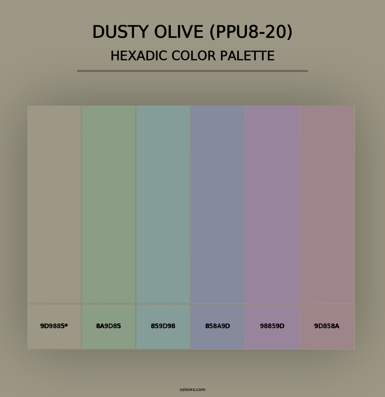 Dusty Olive (PPU8-20) - Hexadic Color Palette