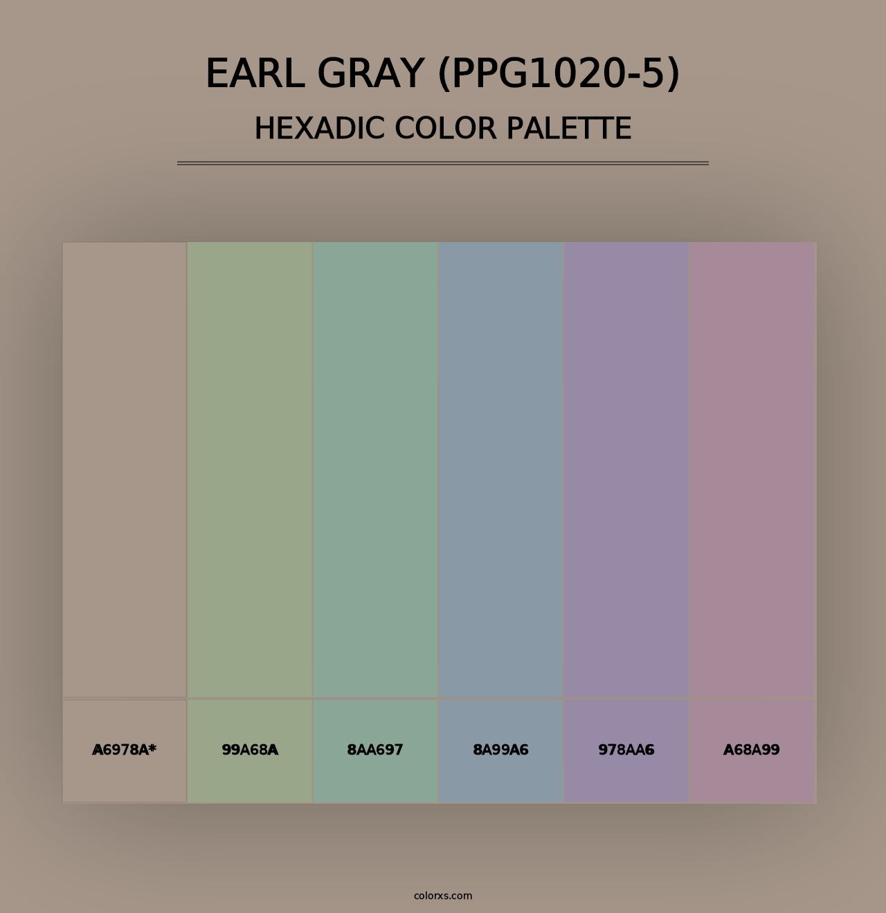 Earl Gray (PPG1020-5) - Hexadic Color Palette