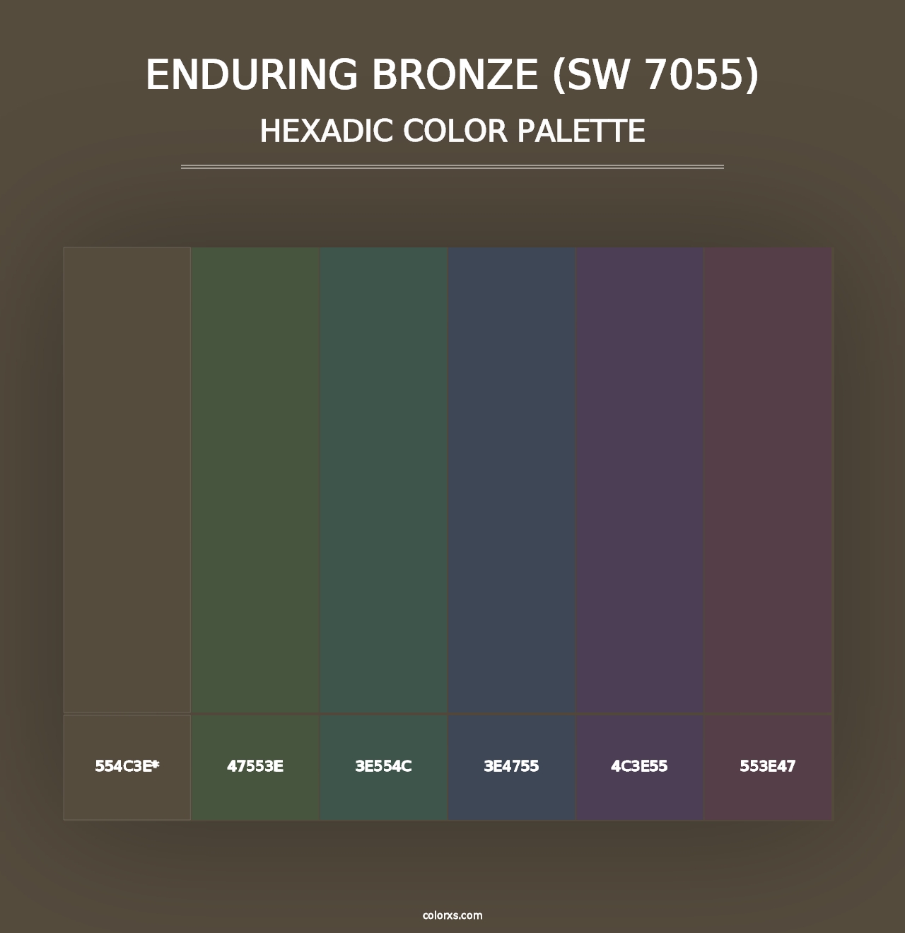 Enduring Bronze (SW 7055) - Hexadic Color Palette