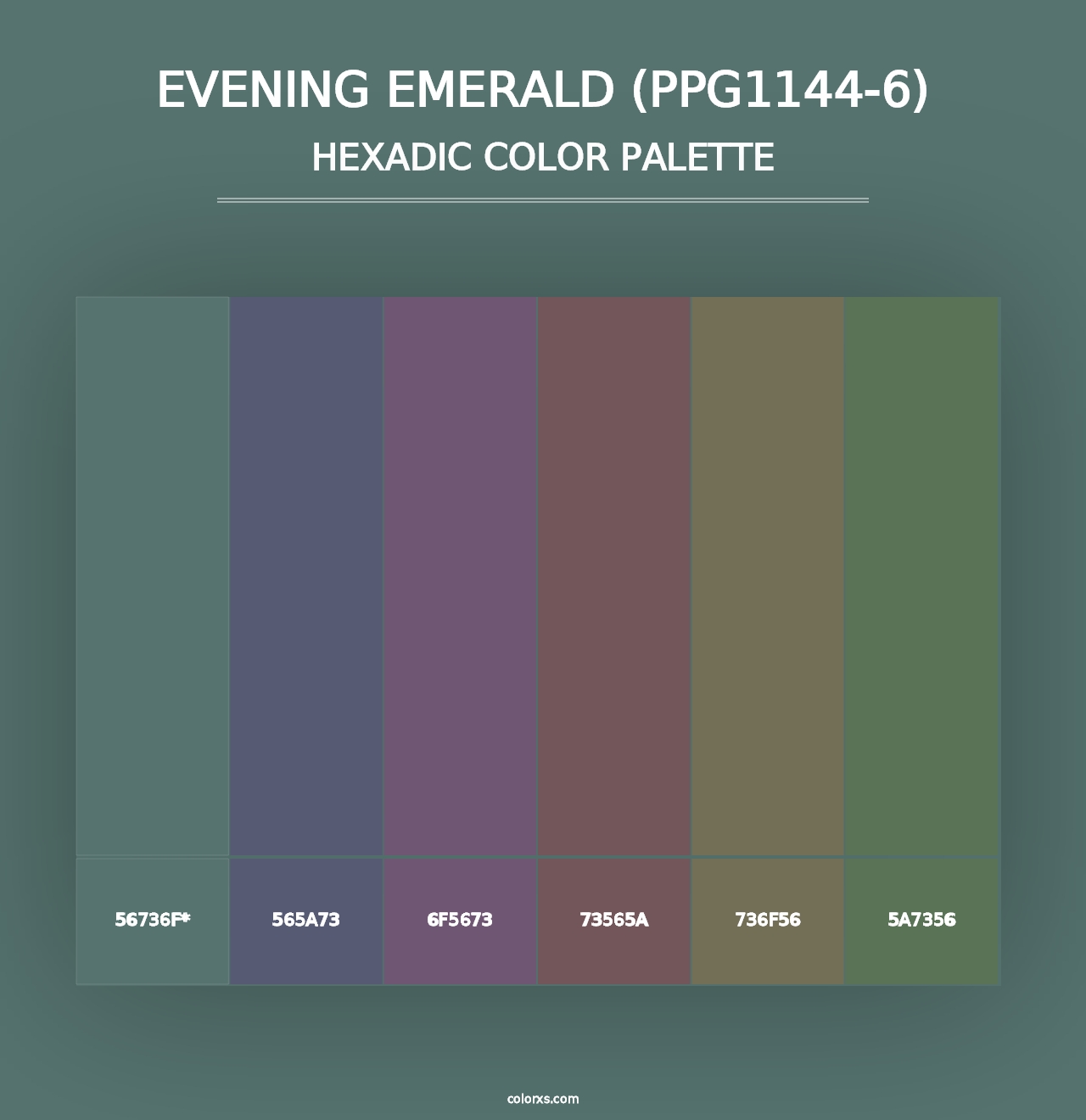 Evening Emerald (PPG1144-6) - Hexadic Color Palette