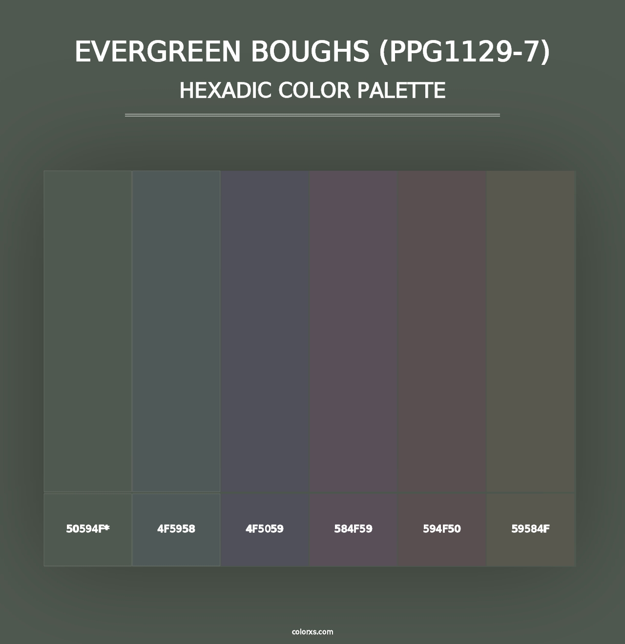 Evergreen Boughs (PPG1129-7) - Hexadic Color Palette