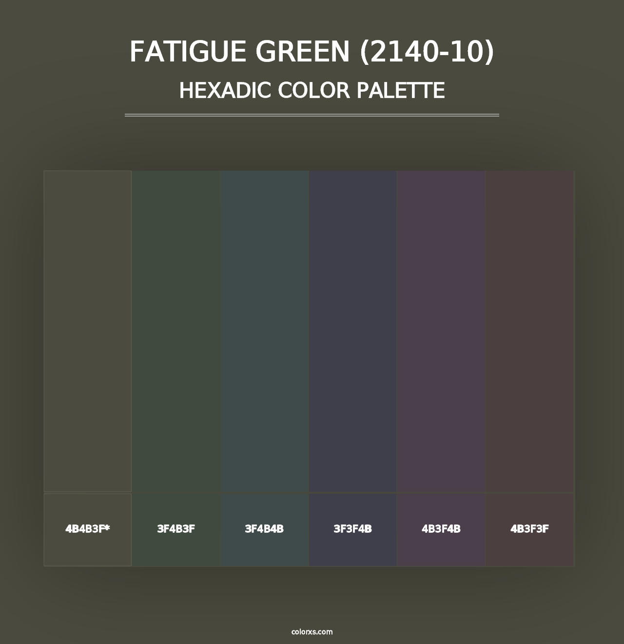 Fatigue Green (2140-10) - Hexadic Color Palette