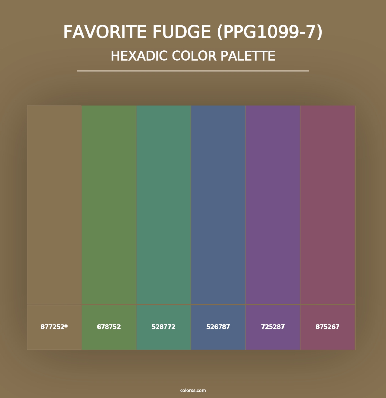 Favorite Fudge (PPG1099-7) - Hexadic Color Palette