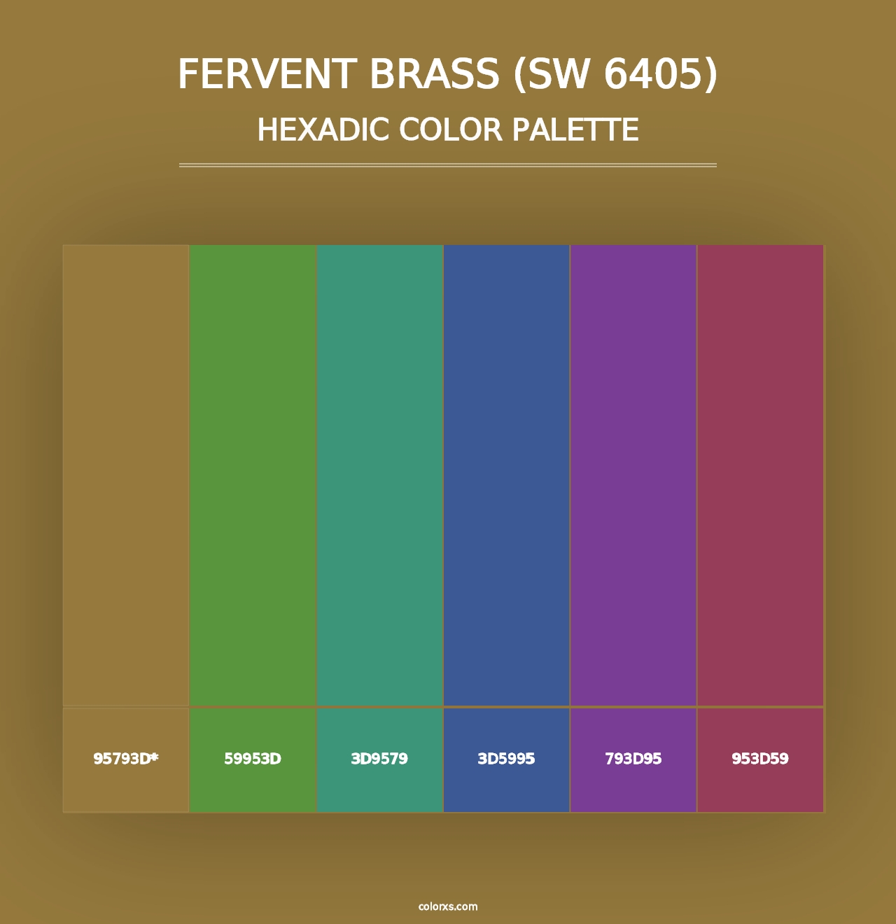 Fervent Brass (SW 6405) - Hexadic Color Palette