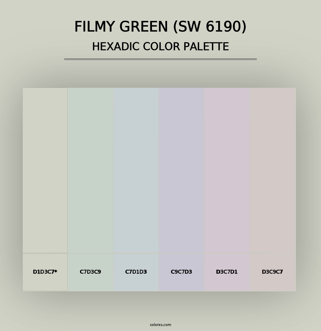 Filmy Green (SW 6190) - Hexadic Color Palette