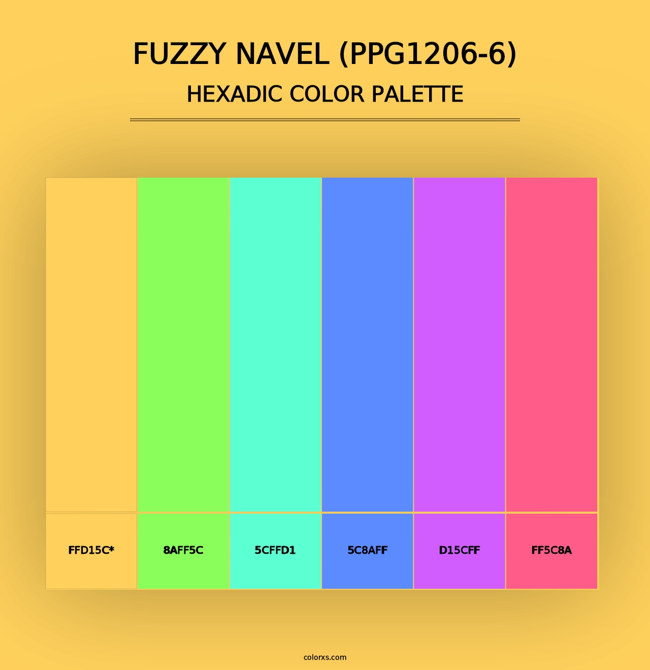 Fuzzy Navel (PPG1206-6) - Hexadic Color Palette