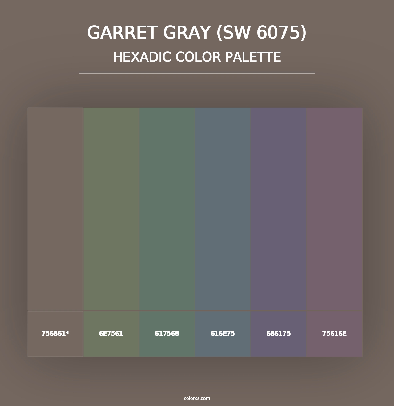 Garret Gray (SW 6075) - Hexadic Color Palette