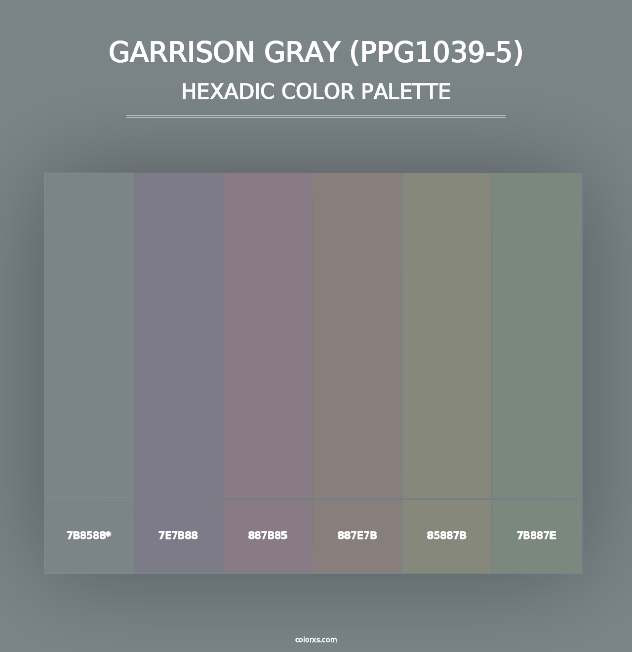 Garrison Gray (PPG1039-5) - Hexadic Color Palette