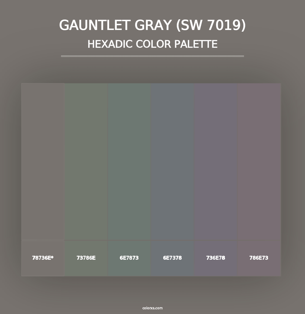 Gauntlet Gray (SW 7019) - Hexadic Color Palette