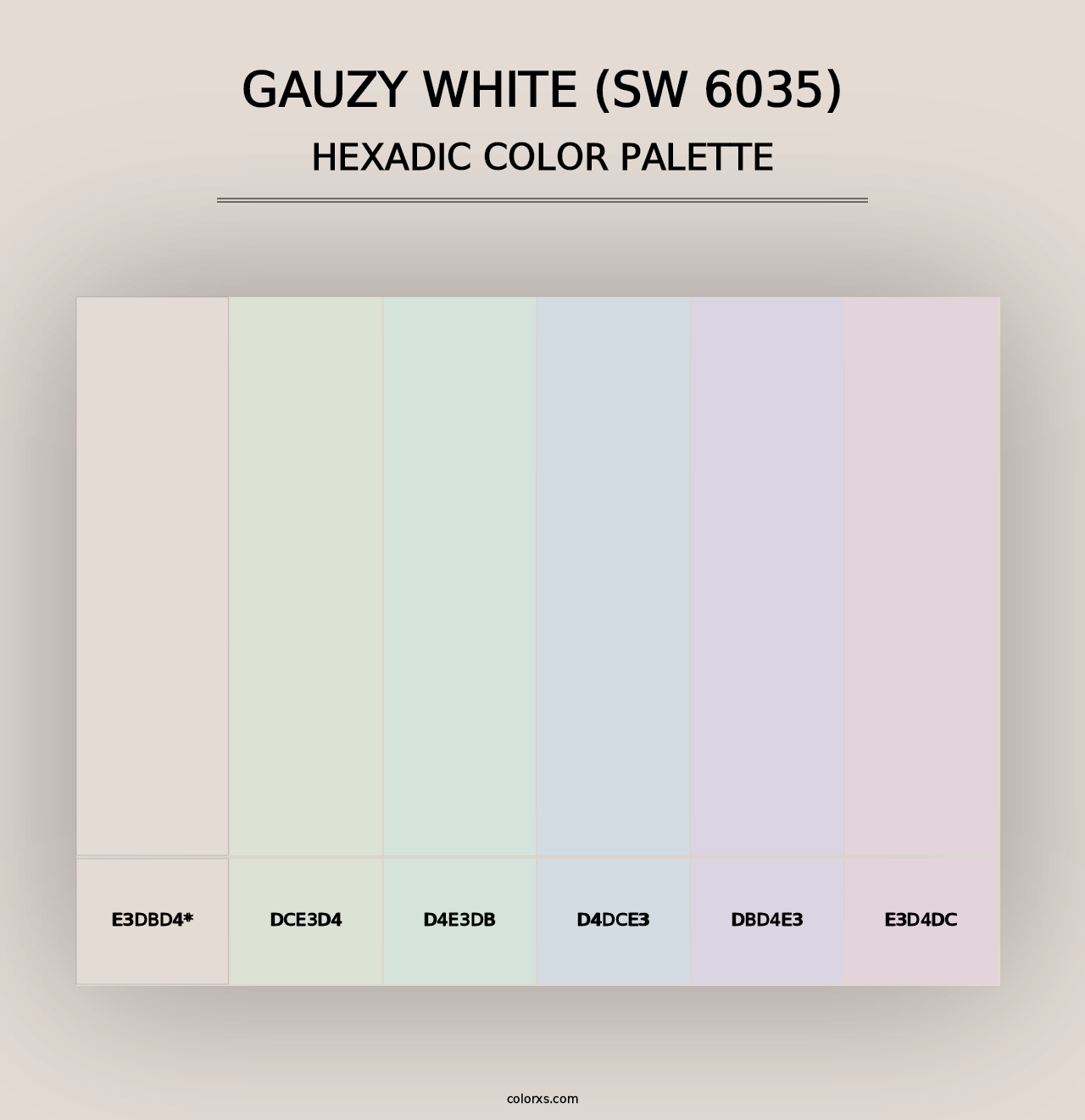 Gauzy White (SW 6035) - Hexadic Color Palette