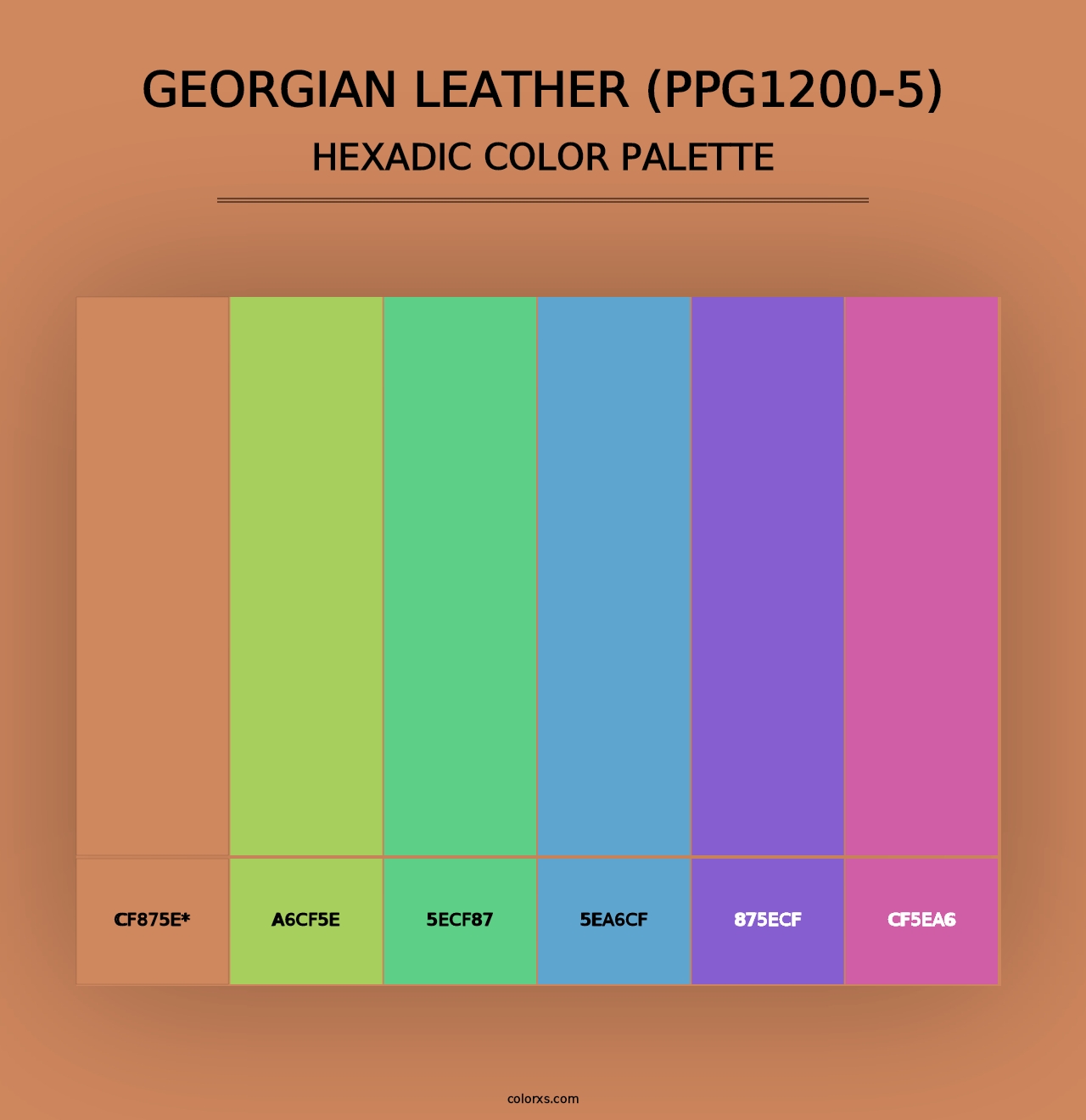 Georgian Leather (PPG1200-5) - Hexadic Color Palette