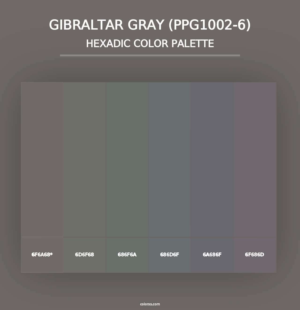 Gibraltar Gray (PPG1002-6) - Hexadic Color Palette