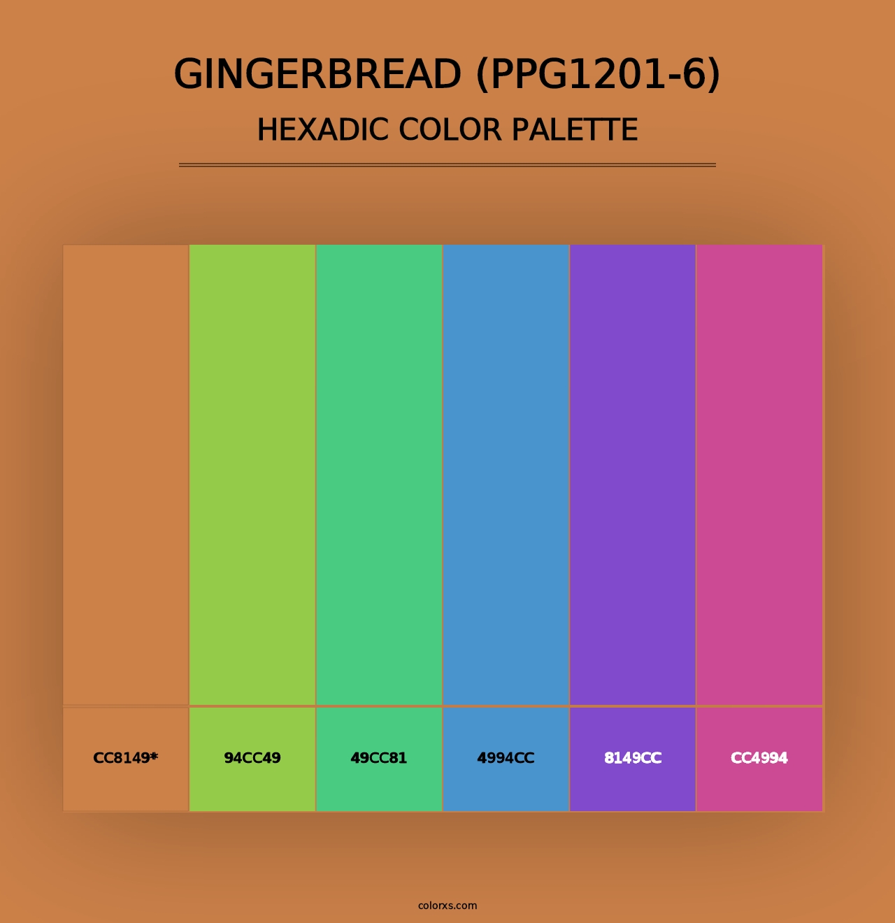 Gingerbread (PPG1201-6) - Hexadic Color Palette