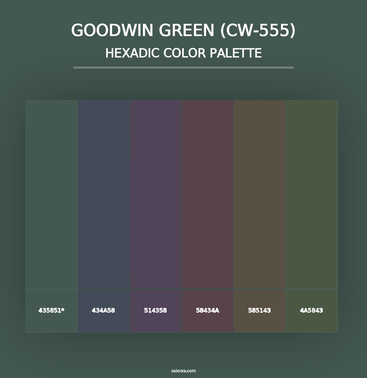 Goodwin Green (CW-555) - Hexadic Color Palette