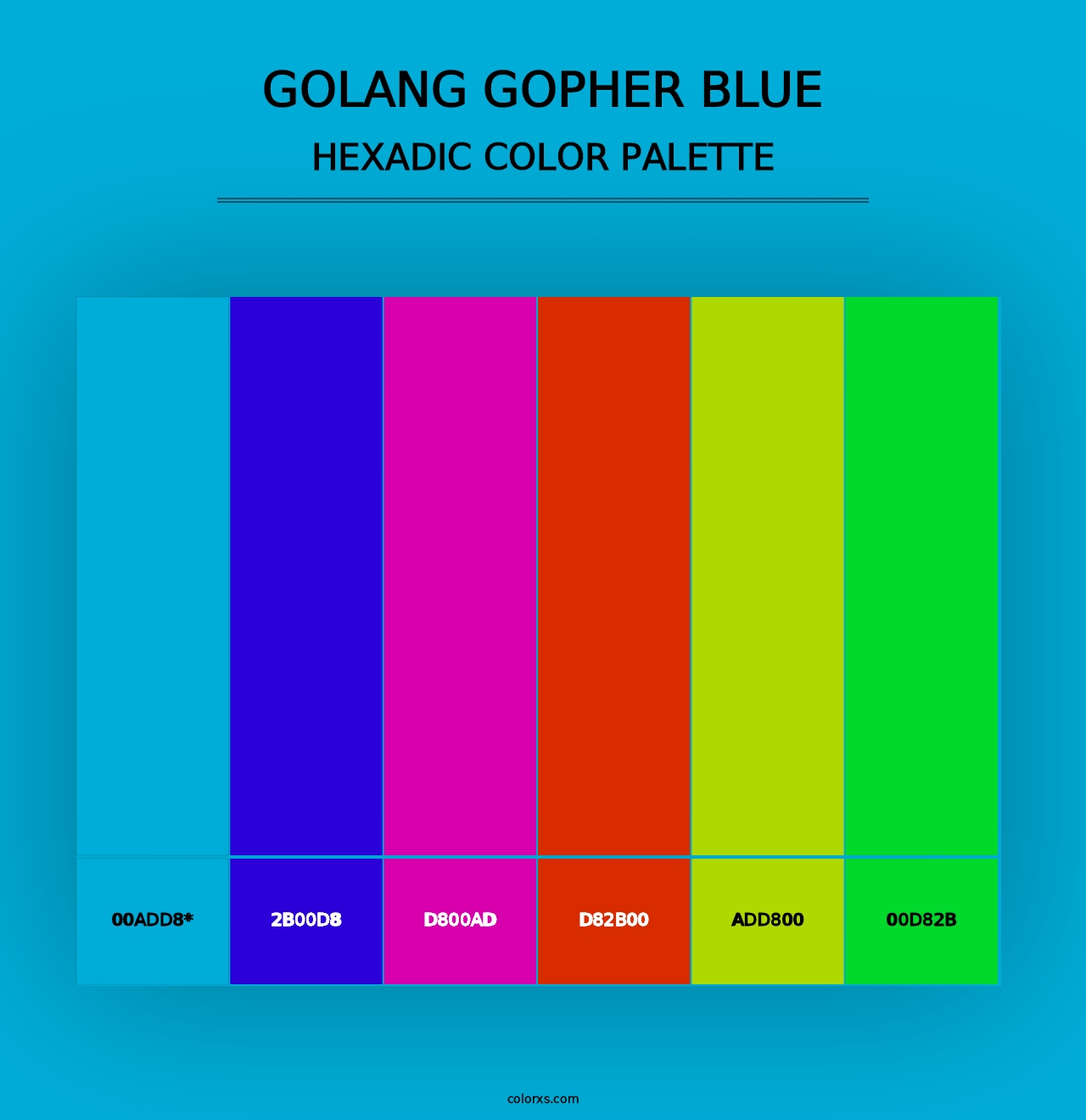 Golang Gopher Blue - Hexadic Color Palette