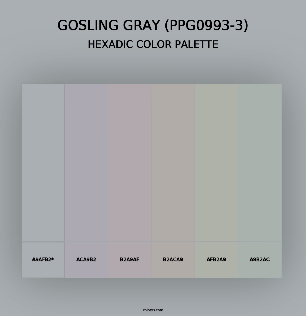 Gosling Gray (PPG0993-3) - Hexadic Color Palette