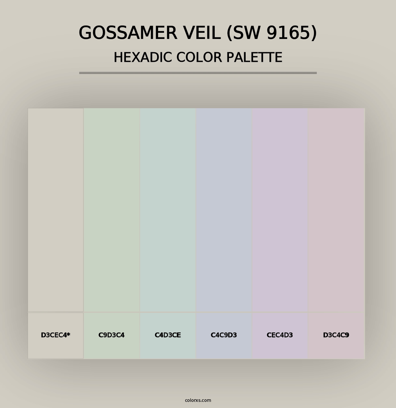 Gossamer Veil (SW 9165) - Hexadic Color Palette