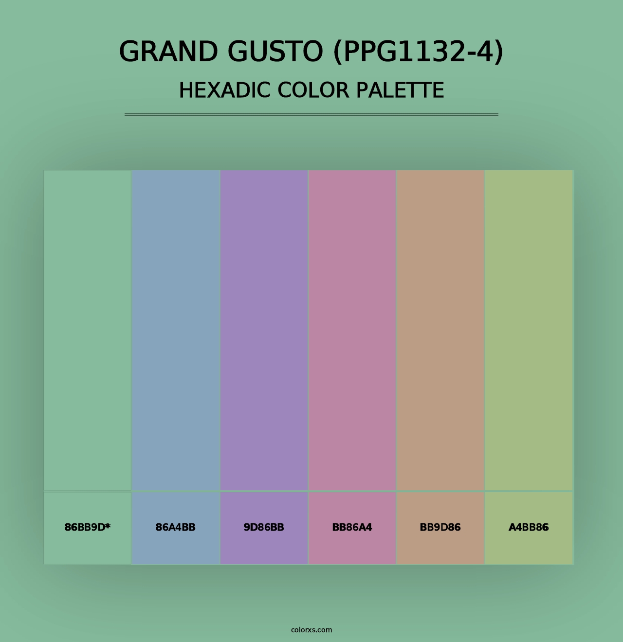 Grand Gusto (PPG1132-4) - Hexadic Color Palette