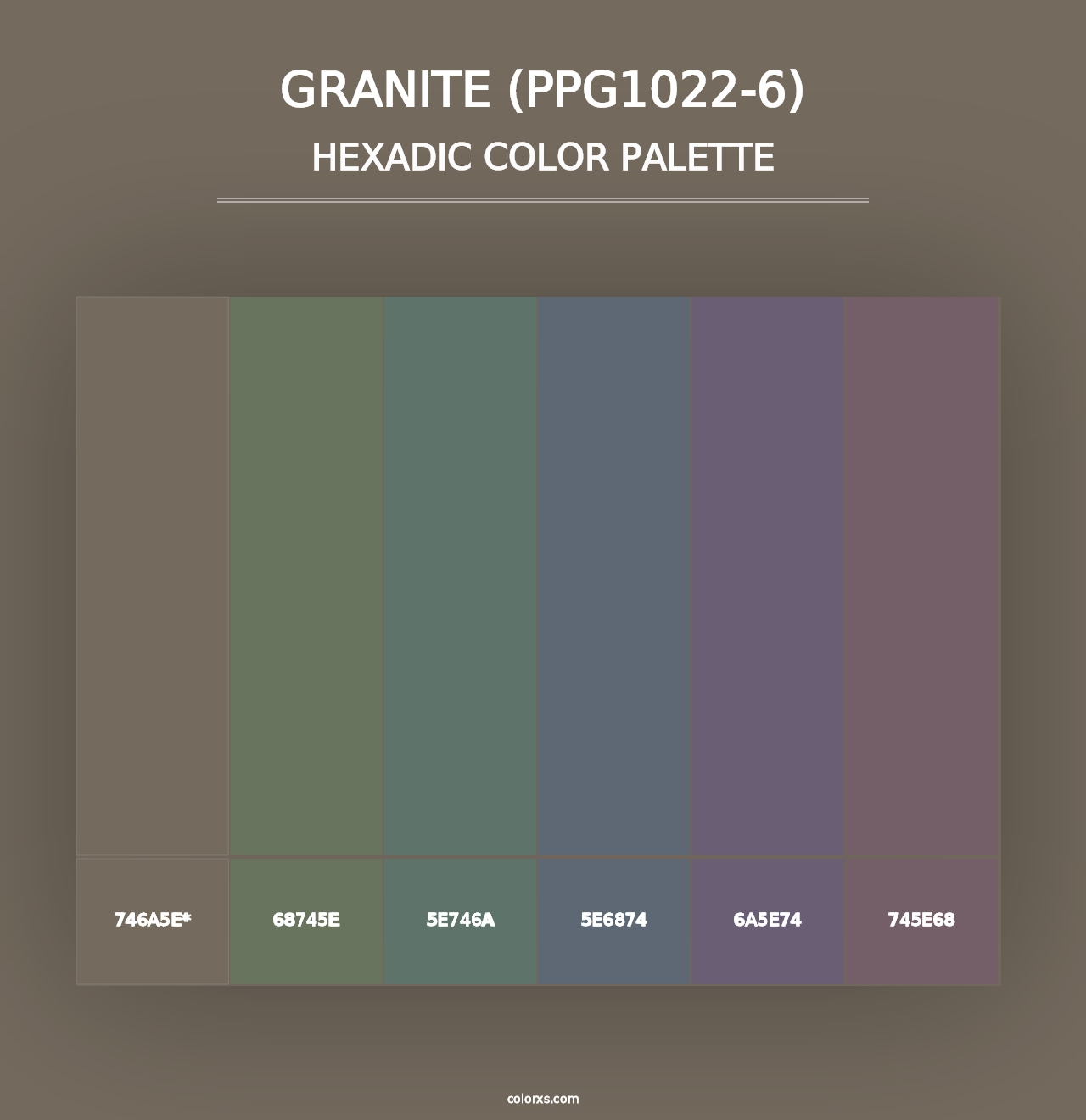 Granite (PPG1022-6) - Hexadic Color Palette