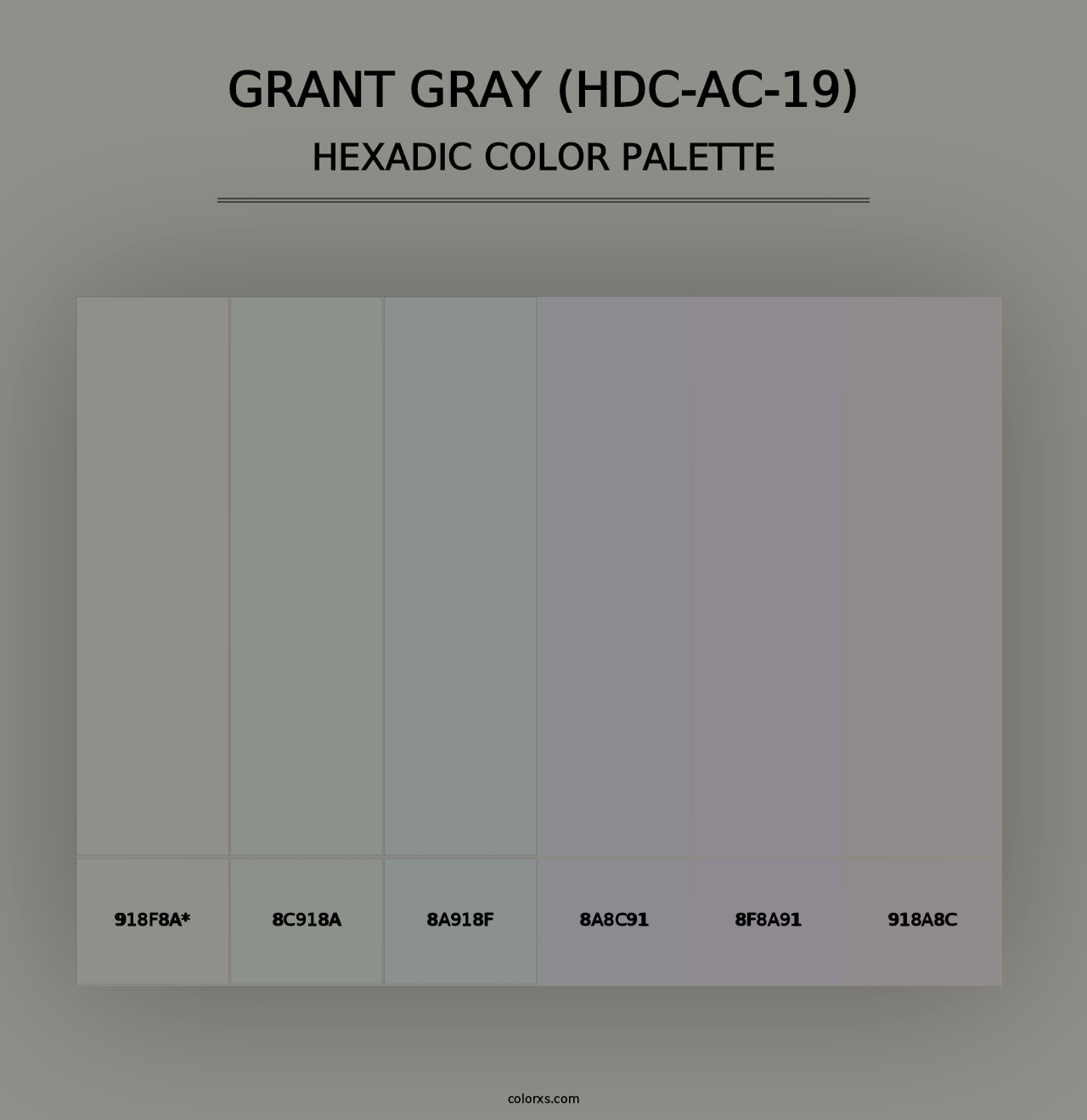 Grant Gray (HDC-AC-19) - Hexadic Color Palette