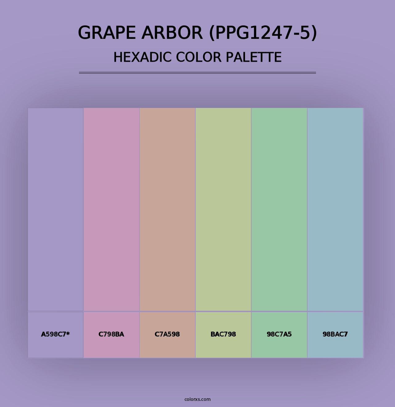 Grape Arbor (PPG1247-5) - Hexadic Color Palette