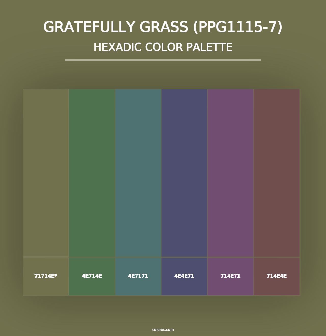 Gratefully Grass (PPG1115-7) - Hexadic Color Palette